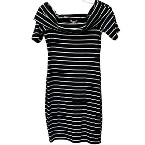 Juicy Couture Black White Ribbed Striped Sheath Dress Y2K Vintage Size Medium - Picture 1 of 8