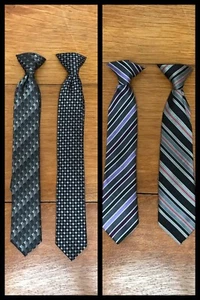 4 Niños Corbatas con Clip Cuello Corbatas Rayas Gris Azul Vestido Traje Docker Poliéster Niños - Imagen 1 de 10