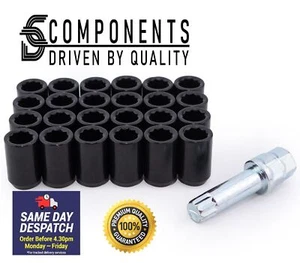 24 Black Tuner Nuts fit Mitsubishi Alloy wheel nuts Mirage Outlander Pajero - Picture 1 of 3