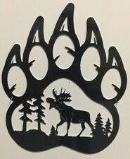 Bear Claw Metal Sign Art With Moose 22"x19" Decor Cabin CHOOSE YOUR COLOR