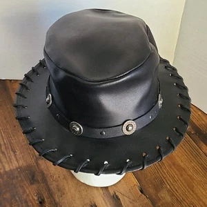HH Henschel Hat Co schwarz Leder Bowler Größe Small hergestellt in den USA - Bild 1 von 16