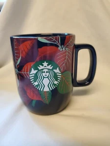 Starbucks Christmas Dark Blue Poinsettia 2020 12 oz taza de café té nuevo con etiquetas - Imagen 1 de 12