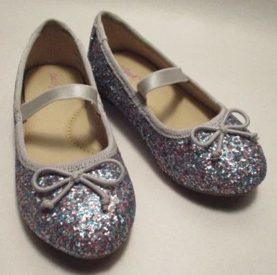 New Cat & Jack Multicolor Glitter Toddler Girls 5M Slip On Ballet Flats w/ Bow - Image 1 of 4