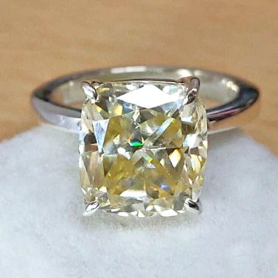 Anillo solitario de diamantes champán tratados con certificación de 6 quilates - plata 925, gran brillo Foto 1 de 4