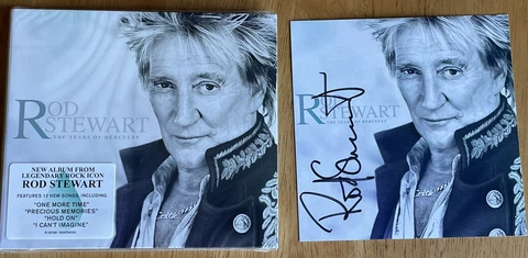 ROD STEWART Autographed CD Art card  "THE TEARS OF HERCULES" with sealed CD Cover