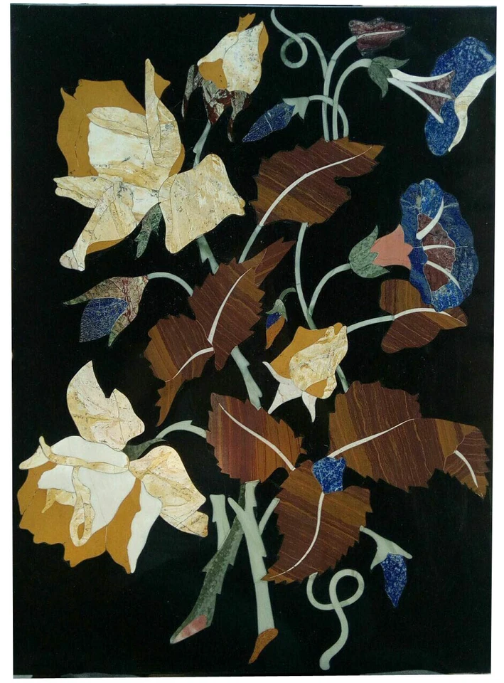 24" x 18" Marble Table Top semi precious stones inlay handmade home decor - Image 1 of 1