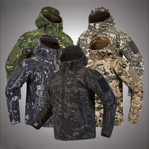 Men's Shark Skin Soft Shell Jacket Winter Fleece Lined Waterproof Windproof Cycling Outerwear Warm Tactical Windbreaker Hiking