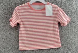 Carter's Short Sleeve Stripe Top Toddler Girls 4T Pink/White Crew Neck Pullover - Picture 1 of 15