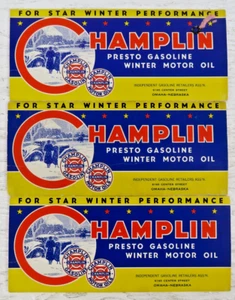 Lot Of 3 Champlin Presto Gasoline Winter Motor Oil Card-Board Sign advertisement - Picture 1 of 5