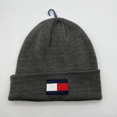 Tommy Hilfiger Winter BEANIE Cuff Grey Hat Stocking Skully Cap Knit NWT OS - Image 1 of 3