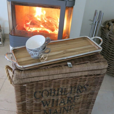 CHROM TABLETT HOLZTABLETT DEKO FRENCH CHIC SHABBY CHIC LANDHAUSSTIL RETRO NEU - Bild 1 von 4