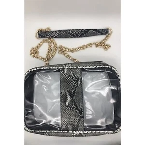 (4er-Set) Großhandel durchsichtige Handtaschen schwarz (2) und braun (2) Python-Druck Borte - Bild 1 von 2