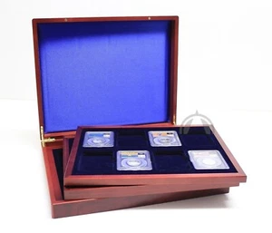 ESTUCHE DE EXHIBICIÓN DE MADERA con 3 bandejas para PCGS, NGC, ANACS contiene hasta 24 losas certificadas - Imagen 1 de 11
