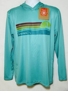 Simms Men’s Small Long Sleeve Tech Hoody Artist Series Gulf Blue/ Sunset Shirt - Picture 1 of 10