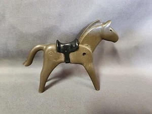 Vintage 1974  PLAYMOBILE BROWN HORSE WITH ATTACHED BLACK SADDLE   - Picture 1 of 6