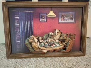 Cani che giocano a poker 3D Evandale 2005 The Coolidge Man Cave Garage 3d Wall Art - Foto 1 di 1