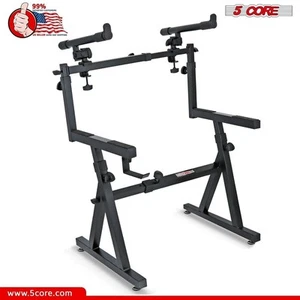 Supporto per tastiera doppia 5 core stile Z resistente regolabile 2 livelli supporti per pianoforte - Foto 1 di 12