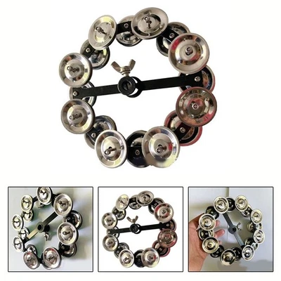 Portable Hihat Tambourine Drum Cymbals Steel Bells Quick Setup Adjustment - Image 1 of 4