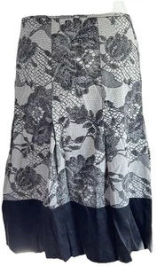 Bianca Spender For Carla Zampatti Size 8 (4 US) Black & Beige Silk Blend Skirt - Picture 1 of 7