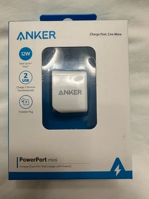 Adaptador Cargador de Pared USB Anker PowerPort Mini Doble Puerto 12W con Power IQ Foto 1 de 4