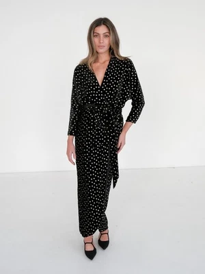 RRP: $3900 Monique Lhuillier черный/золотой сердце бархата надежном платье миди (США 4/AU 8) - Изображение 1 из 4