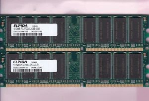 1GB 2x512MB PC-2700 ELPIDA EBD52UC8AMFA-6B DDR-333 Desktop Ram Memory Kit DIMM - Picture 1 of 2