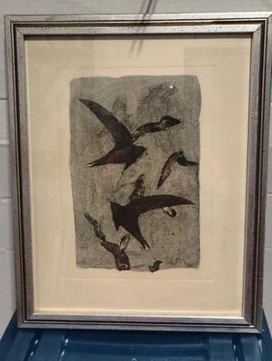 Original 1963 Georges Braque Birds In Flight grabado y autenticación Foto 1 de 4