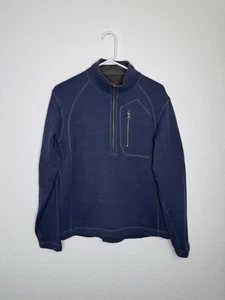 REI Co-Op Mens Size M Trailsmith Navy Blue Quarter Zip Pullover Sweater Outdoors - Picture 1 of 20