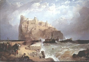 THE CASTLE OF ISCHIA By Clarkson Stanfield, Art - Vintage POSTCARD - Picture 1 of 2