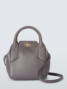 John Lewis Boxy Leather Grab & Crossbody Bag, Grey - Picture 1 of 13