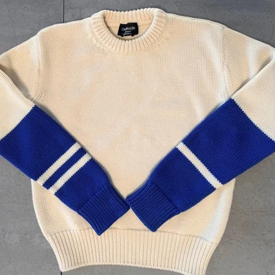 CALVIN KLEIN 205W39THNYC Men's Wool Cream and Blue Crew - M - Image 1 of 4