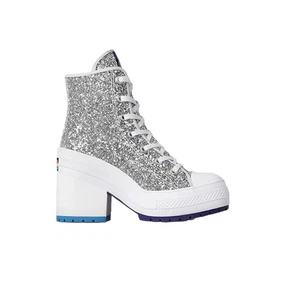 CONVERSE CHUCK 70 DE LUX PAILETTES PLATA HI Zapatillas Con Tacón Talla 42 - Imagen 1 de 6
