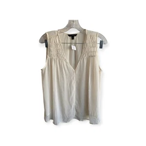 Banana Republic Womens White V-Neck Sleeveless Tank Medium - Picture 1 of 6