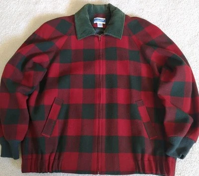 Vintage 90s Pendleton Knockabout Jacket Adult Large Red Green Wool Zip Corduroy  - Image 1 of 4