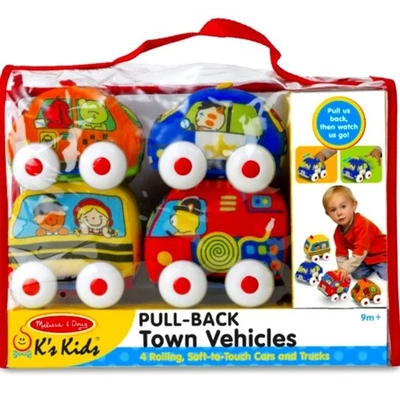 Melissa & Doug Kids Juego de Vehículos Pull-Back - Juego de Juguete Suave para Bebé con 4 Coches Nuevo Foto 1 de 2