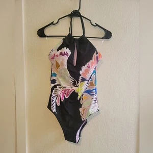 Trina Turk Seychelles High Neck Halter Scoop Back One Piece Swimsuit 6 - Picture 1 of 8