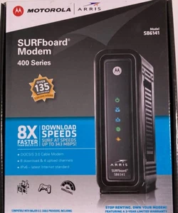 Motorola SB6141 SURFboard 343 Mbps 4 Port Gigabit Wireless Cable Modem - Black - Picture 1 of 5