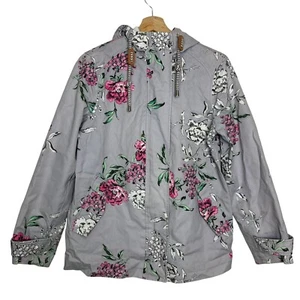 Joules wasserdichter und wetterfester Regenmantel Damen US 4 UK 8 EU XS grau geblümt - Bild 1 von 1