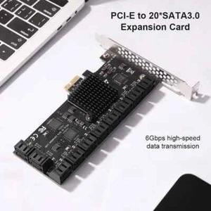 PCIE Adapter 20 Port PCI-Express X1 to SATA 3.0 Controller Expansion Card 6Gbps - Picture 1 of 4