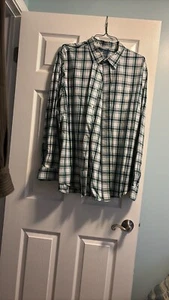 Old Navy Regular Fit The Classic Shirt Men's XXL Blue Green Plaid Button Up - Picture 1 of 3