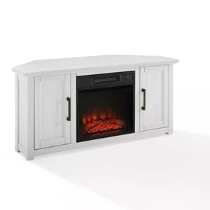 Crosley Camden Corner TV Stand for TVs up to 50" with Fireplace Whitewash - Picture 1 of 14