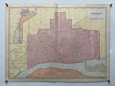 Mapa Atlas Rand McNally COLOR Gran Formato 1905 Página 168b Detroit Y Vicinity Foto 1 de 4