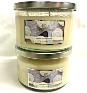 TWO Colonial Candle 3 Wick 15 oz Candles  VANILLA BUTTERCREAM Lot of 2! - Picture 1 of 1
