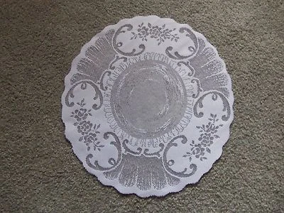  White lace Tea Time design Doily 15“round set of 2 - Image 1 of 3