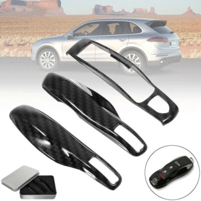 3Pcs Carbon Fiber Remote Key Cover Case Fob For Porsche Panamera Cayenne Macan - Image 1 of 4