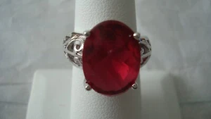 Damenring Solitär rot oval ~ Größe 7 - Bild 1 von 10