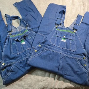 Liberty Overalls Men 36x30 Blue Denim Bib Straight Leg Workwear Farm Chore x2 - Picture 1 of 8