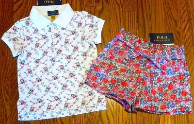 JUEGO DE 2 PANTALONES CORTOS POLO RALPH LAUREN AUTÉNTICOS NIÑAS ORIGINALES NUEVOS Talla 4T, Nuevos con Etiquetas Foto 1 de 4