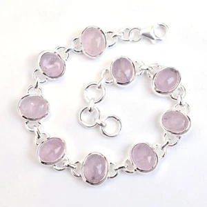 Natural Morganite Bracelet, 925 Sterling Silver Pink Morganite Bracelet-B055 - Picture 1 of 3