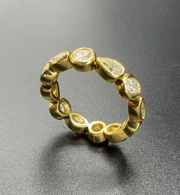 Roberto Moneda Oro Amarillo 18k Banda Diamante Eternidad  Foto 1 de 4